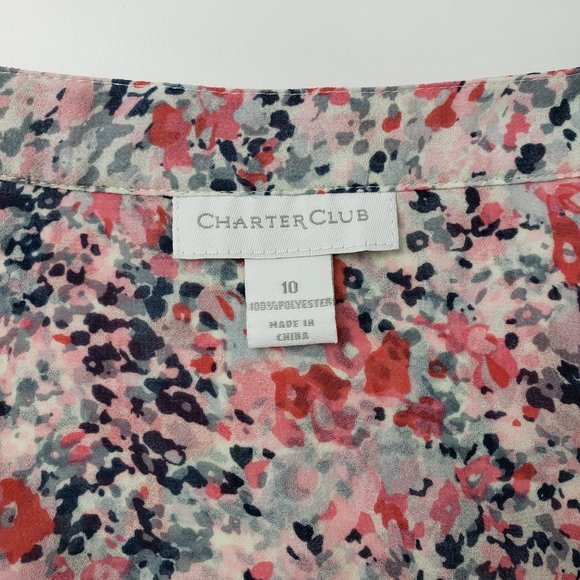 Flowy Charter Club Semi-Sheer Pleat Front Poly Tunic Blouse, 10 - Picture 8 of 12